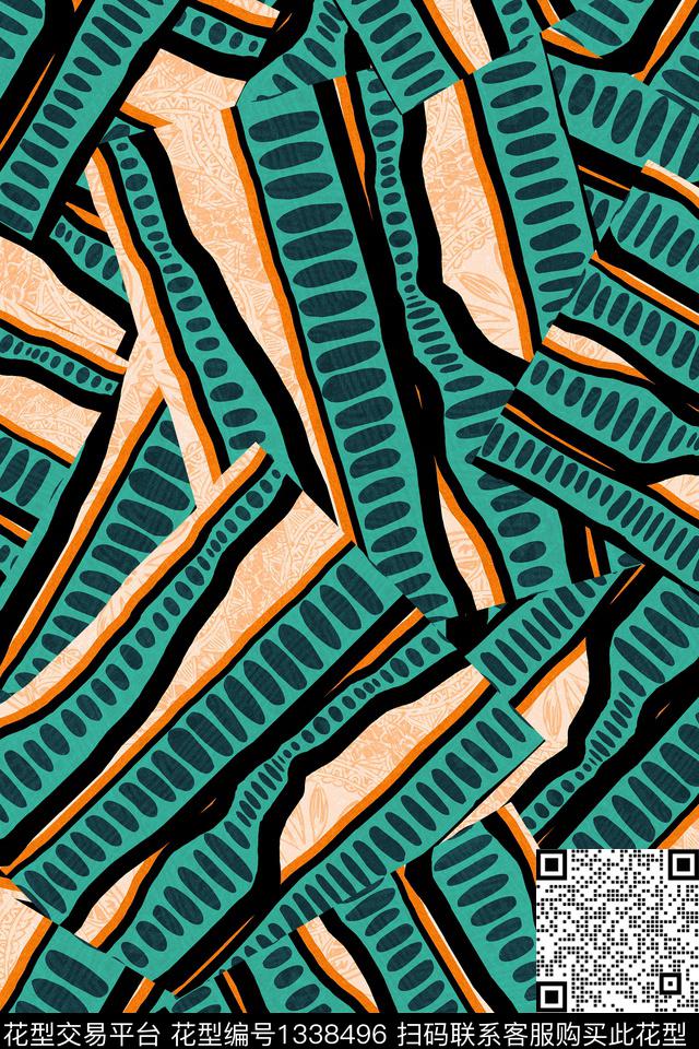 几何花卉大牌风数码印花华亿平台下载（图片编号: 1338496） - 瓦栏（Walan）