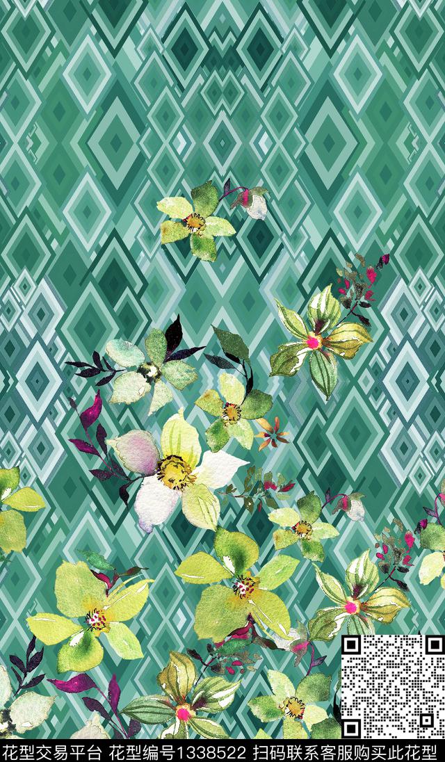 几何定位洋阳--定位定位花卉数码印花华亿平台下载（图片编号: 1338522） - 瓦栏（Walan）