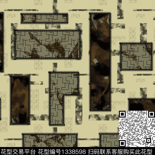 趋势华亿平台纸印花几何传统印花华亿平台下载（图片编号: 1338598） - 瓦栏（Walan）