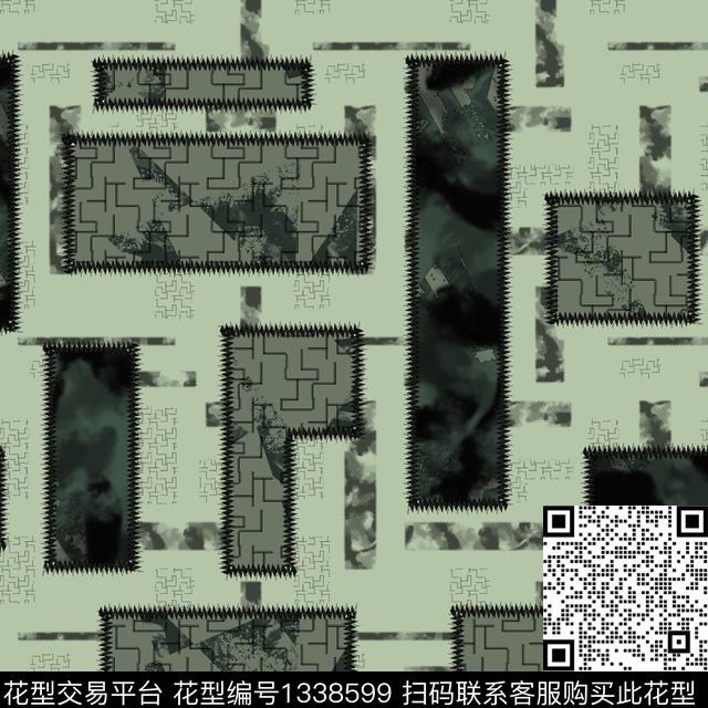 趋势华亿平台纸印花几何传统印花华亿平台下载（图片编号: 1338599） - 瓦栏（Walan）