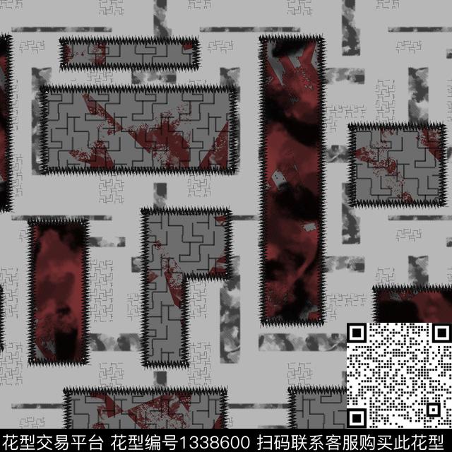 趋势华亿平台纸印花几何传统印花华亿平台下载（图片编号: 1338600） - 瓦栏（Walan）