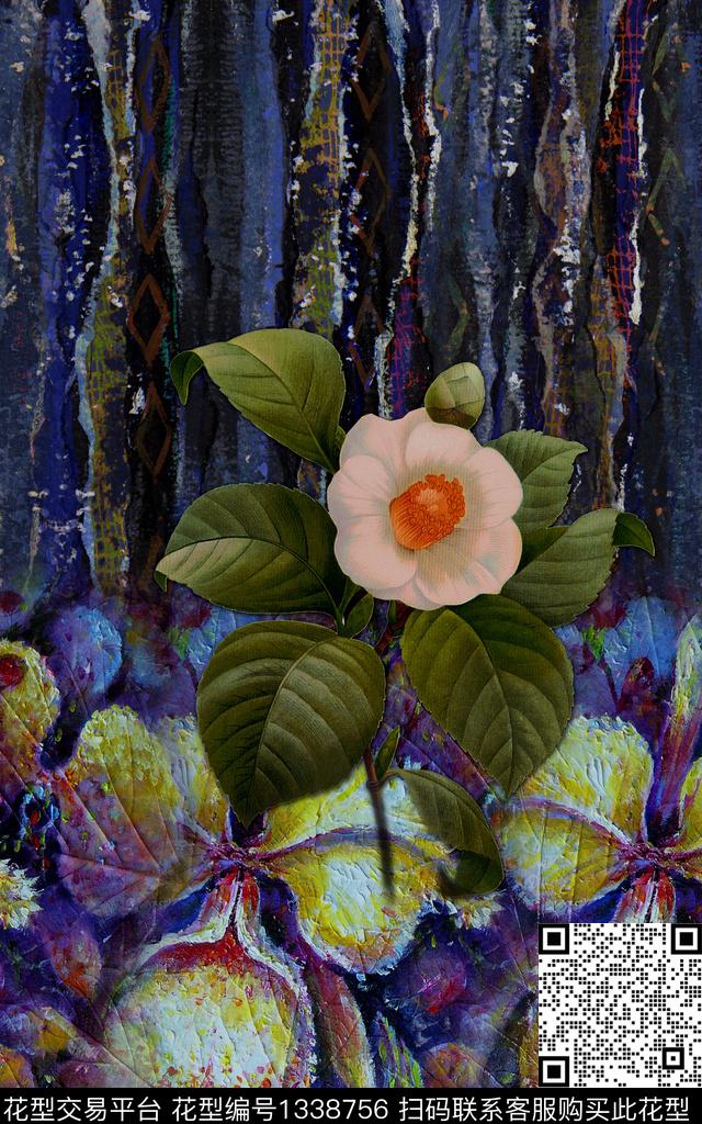 民族风花卉大牌风数码印花华亿平台下载（图片编号: 1338756） - 瓦栏（Walan）