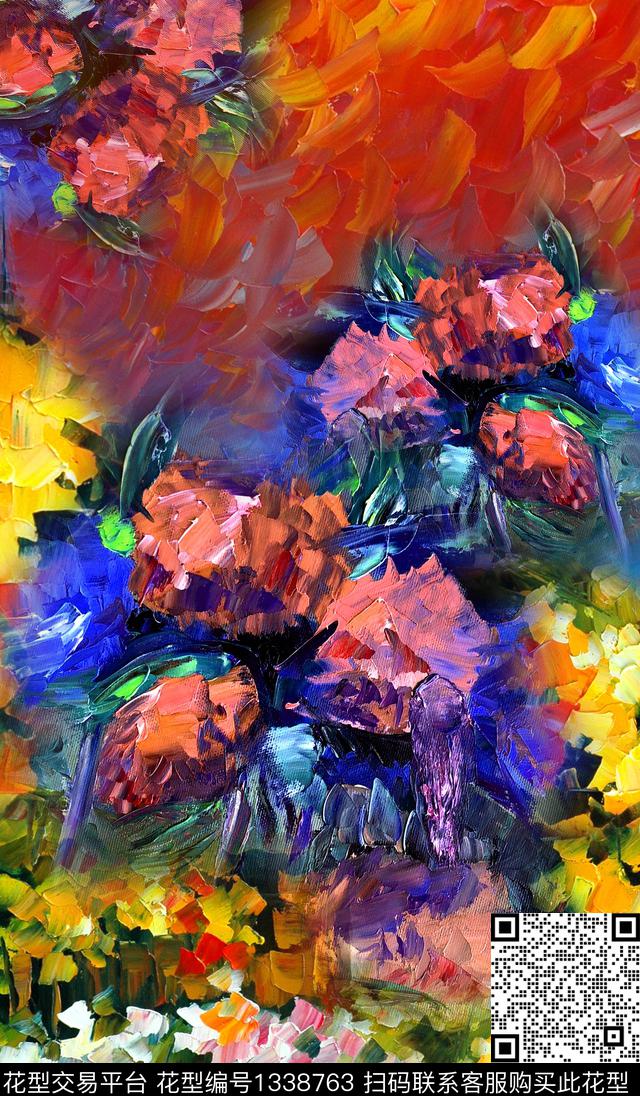 定位花肌理几何数码印花华亿平台下载（图片编号: 1338763） - 瓦栏（Walan）