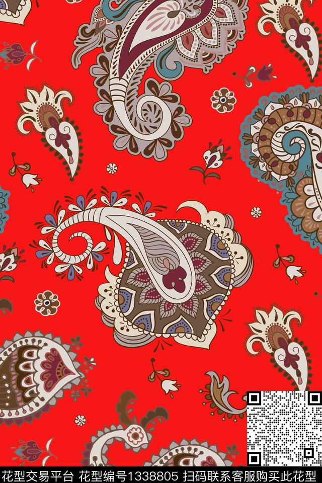 复古佩斯利民族风传统印花华亿平台下载（图片编号: 1338805） - 瓦栏（Walan）