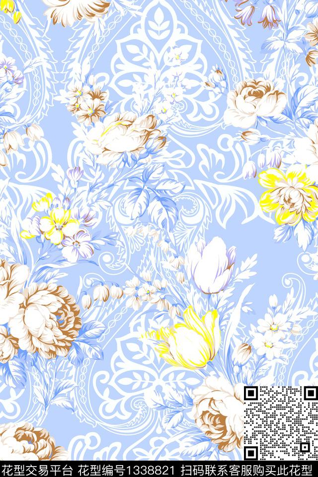民族风花卉简欧数码印花华亿平台下载（图片编号: 1338821） - 瓦栏（Walan）