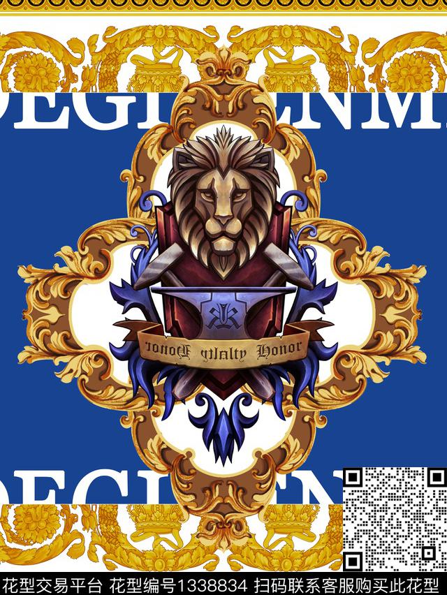 宫廷风狮子潮牌数码印花华亿平台下载（图片编号: 1338834） - 瓦栏（Walan）