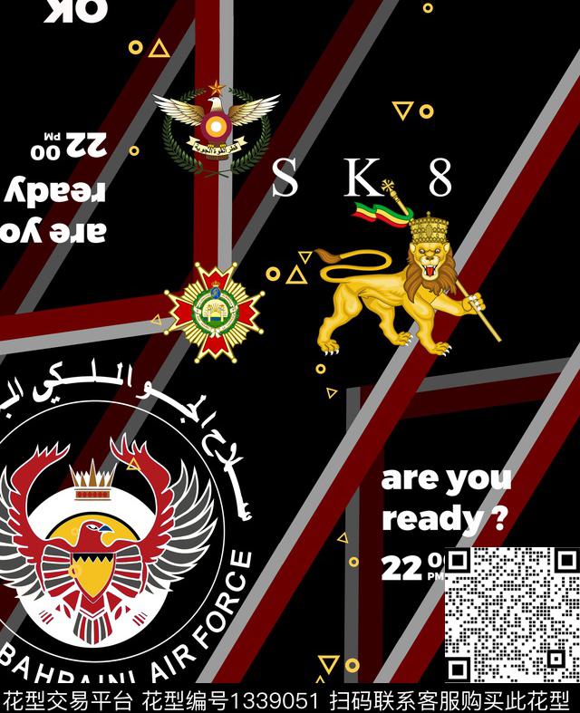 狮子大牌风条纹数码印花华亿平台下载（图片编号: 1339051） - 瓦栏（Walan）