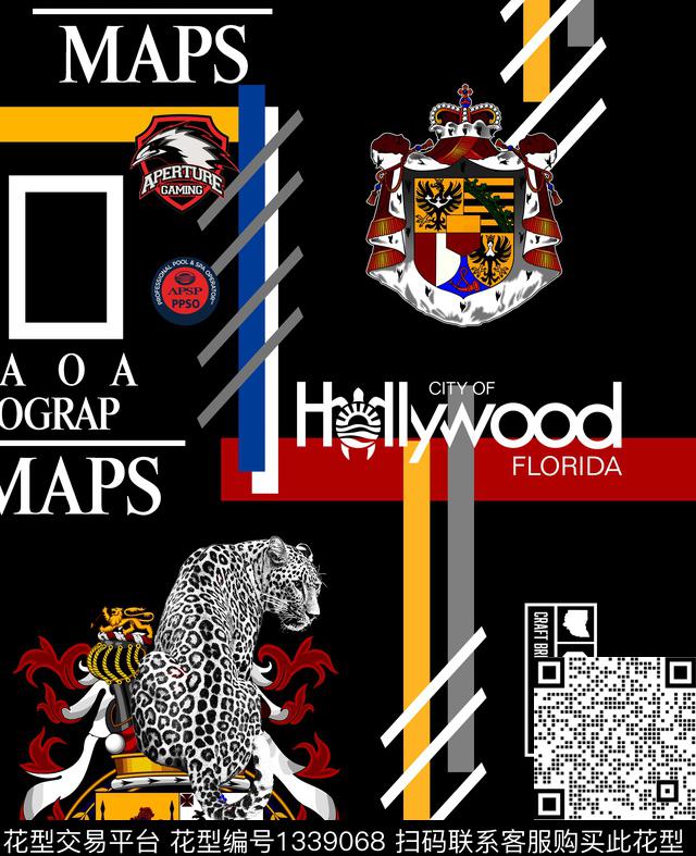 几何定位豹子字母数码印花华亿平台下载（图片编号: 1339068） - 瓦栏（Walan）