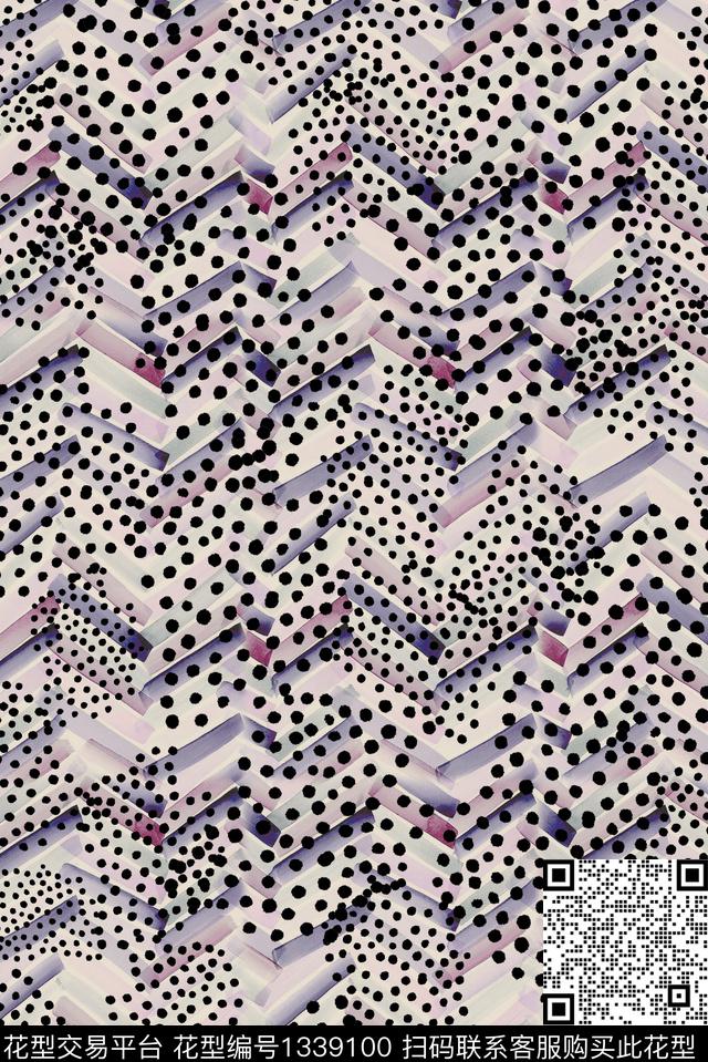 趋势华亿平台几何花卉波点数码印花华亿平台下载（图片编号: 1339100） - 瓦栏（Walan）