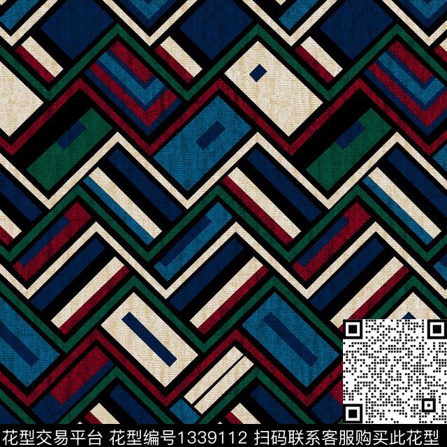 肌理格子几何数码印花华亿平台下载（图片编号: 1339112） - 瓦栏（Walan）