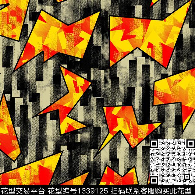 趋势华亿平台纸印花几何传统印花华亿平台下载（图片编号: 1339125） - 瓦栏（Walan）