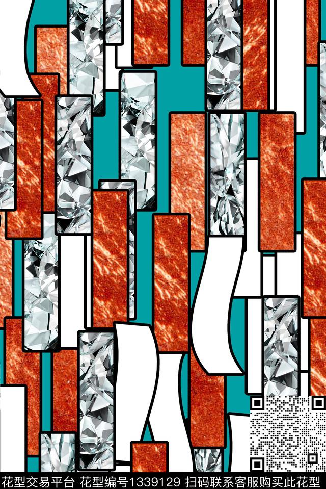 肌理几何复古数码印花华亿平台下载（图片编号: 1339129） - 瓦栏（Walan）