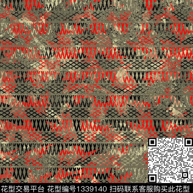 趋势华亿平台纸印花几何传统印花华亿平台下载（图片编号: 1339140） - 瓦栏（Walan）