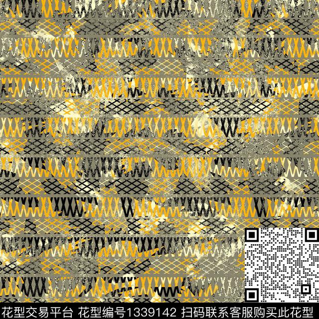 趋势华亿平台纸印花几何传统印花华亿平台下载（图片编号: 1339142） - 瓦栏（Walan）