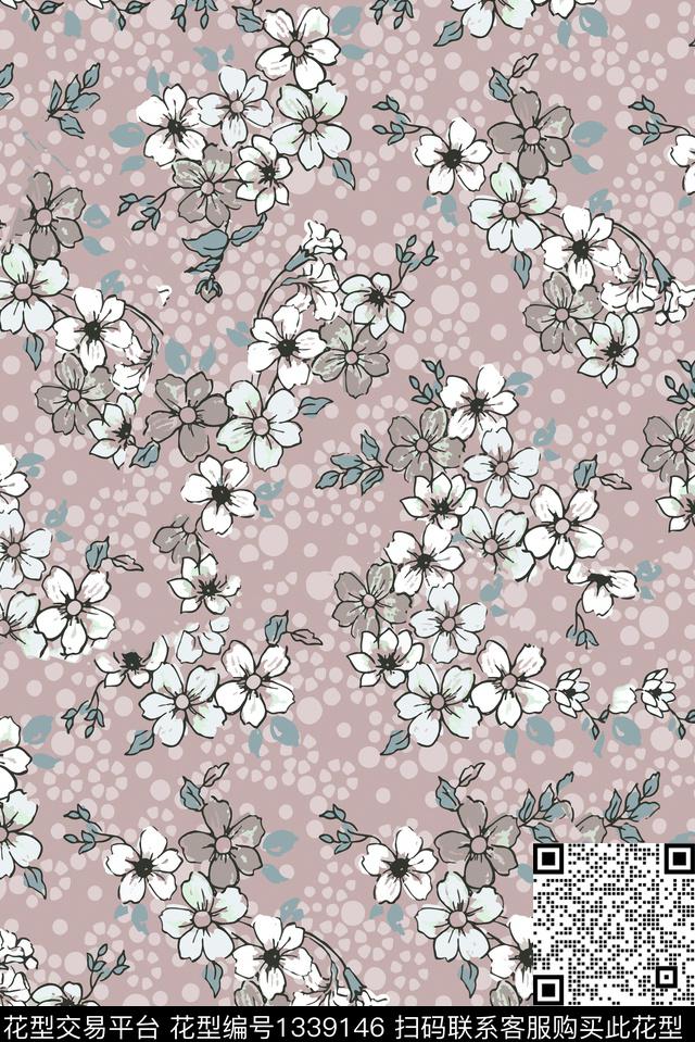 绿植树叶梨花雪纺数码印花华亿平台下载（图片编号: 1339146） - 瓦栏（Walan）