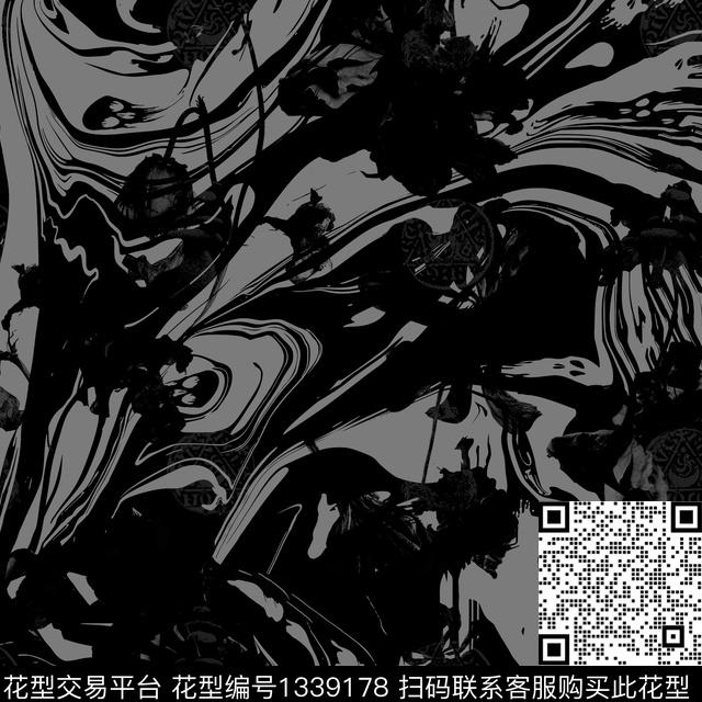 大牌男装花卉扎染花卉渐变笔触数码印花华亿平台下载（图片编号: 1339178） - 瓦栏（Walan）