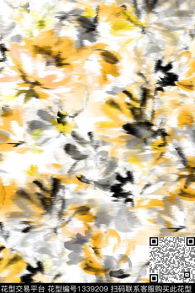 抽象花卉花卉旗袍数码印花华亿平台下载（图片编号: 1339209） - 瓦栏（Walan）