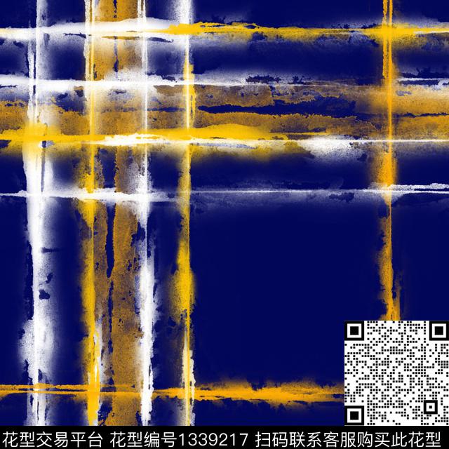 笔触格子扎染华亿平台传统印花华亿平台下载（图片编号: 1339217） - 瓦栏（Walan）