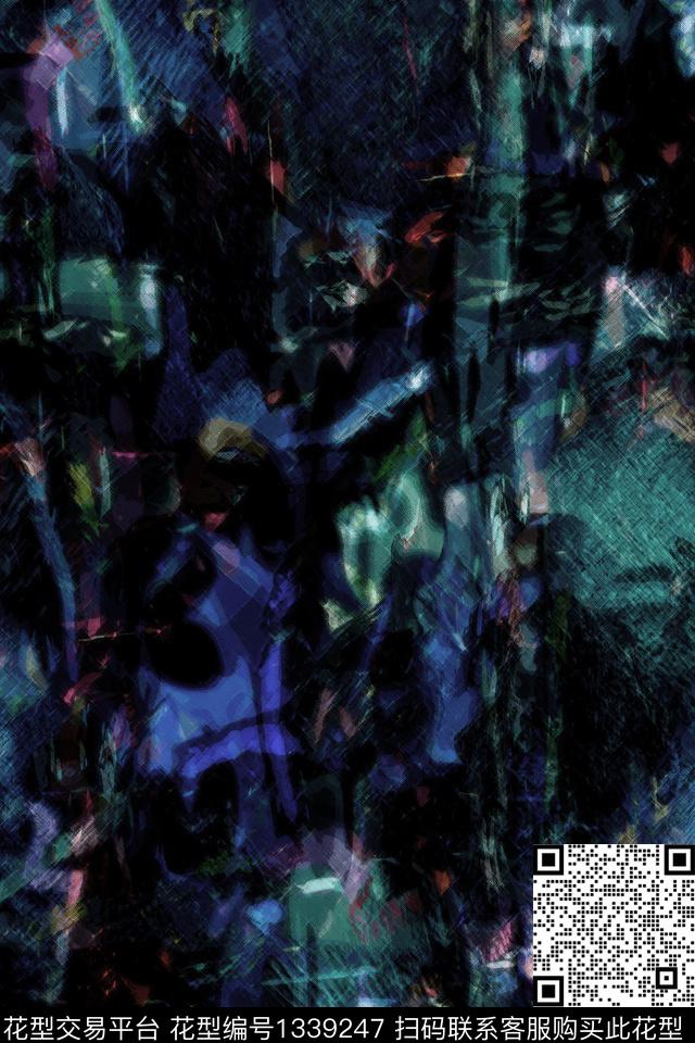 肌理男装抽象数码印花华亿平台下载（图片编号: 1339247） - 瓦栏（Walan）