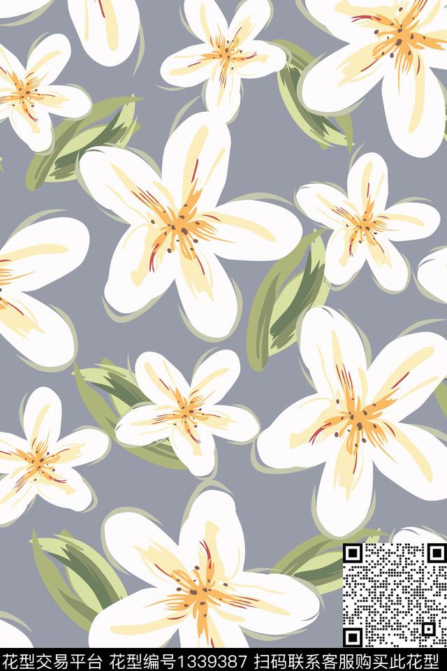 绿植树叶女装花卉传统印花华亿平台下载（图片编号: 1339387） - 瓦栏（Walan）