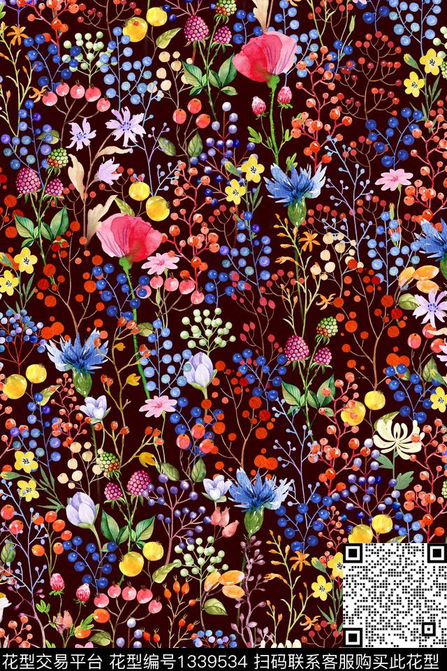 女装花卉植物数码印花华亿平台下载（图片编号: 1339534） - 瓦栏（Walan）