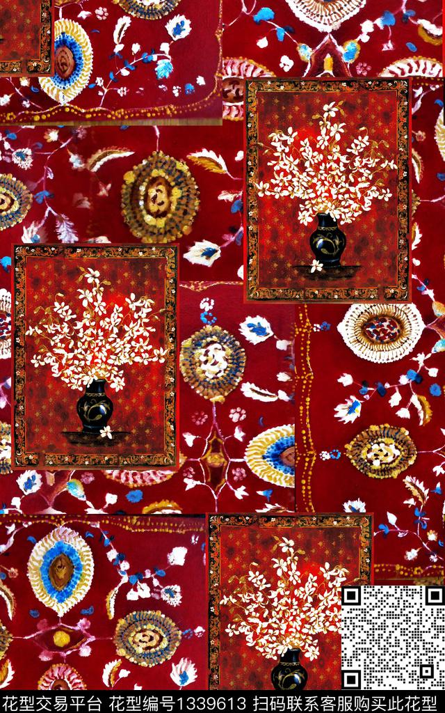 油画华亿平台花纹民族风数码印花华亿平台下载（图片编号: 1339613） - 瓦栏（Walan）