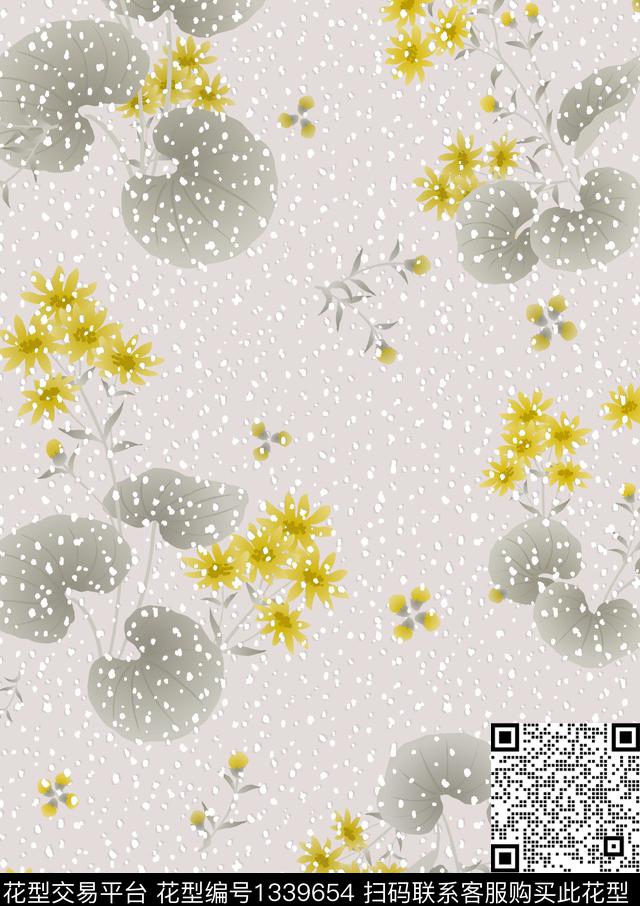 花卉小清新星点数码印花华亿平台下载（图片编号: 1339654） - 瓦栏（Walan）