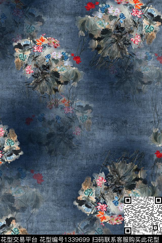 水墨风香云纱中老年数码印花华亿平台下载（图片编号: 1339699） - 瓦栏（Walan）