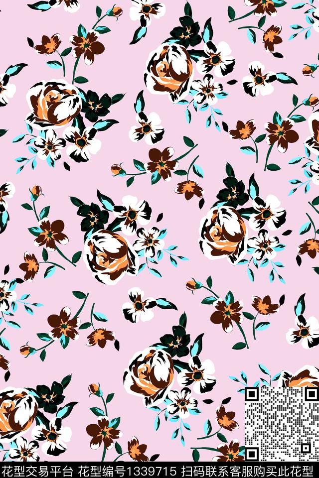 抽象花卉清爽底花卉花卉传统印花华亿平台下载（图片编号: 1339715） - 瓦栏（Walan）