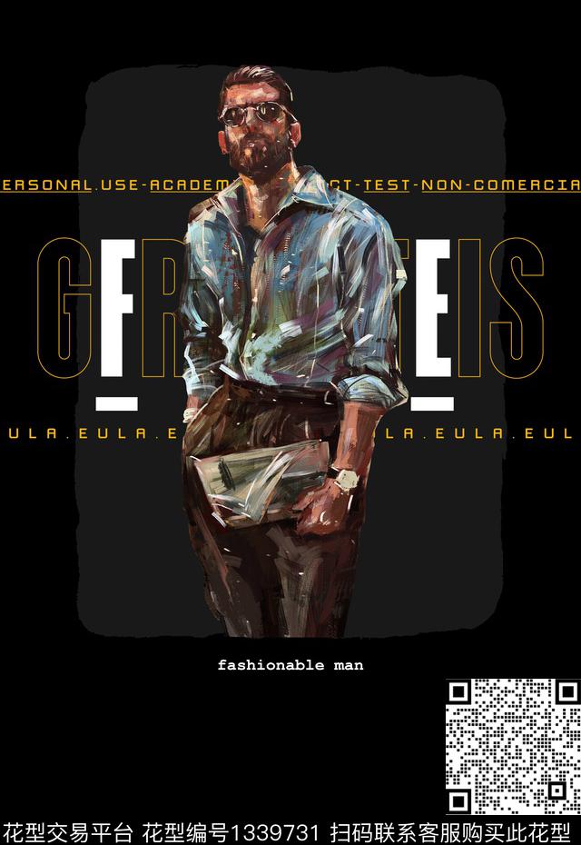 定位男装印花人物插画几何文字数码印花华亿平台下载（图片编号: 1339731） - 瓦栏（Walan）