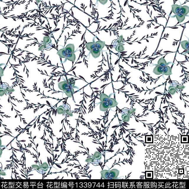 大牌风小清新淑女数码印花华亿平台下载（图片编号: 1339744） - 瓦栏（Walan）