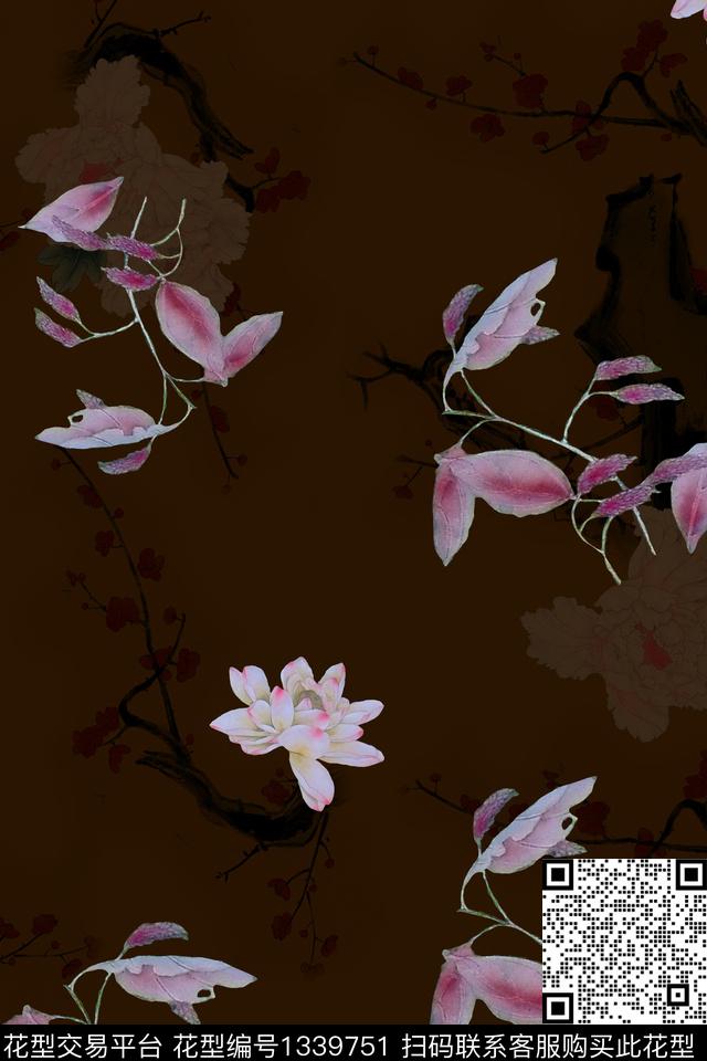 旗袍香云纱中国风数码印花华亿平台下载（图片编号: 1339751） - 瓦栏（Walan）