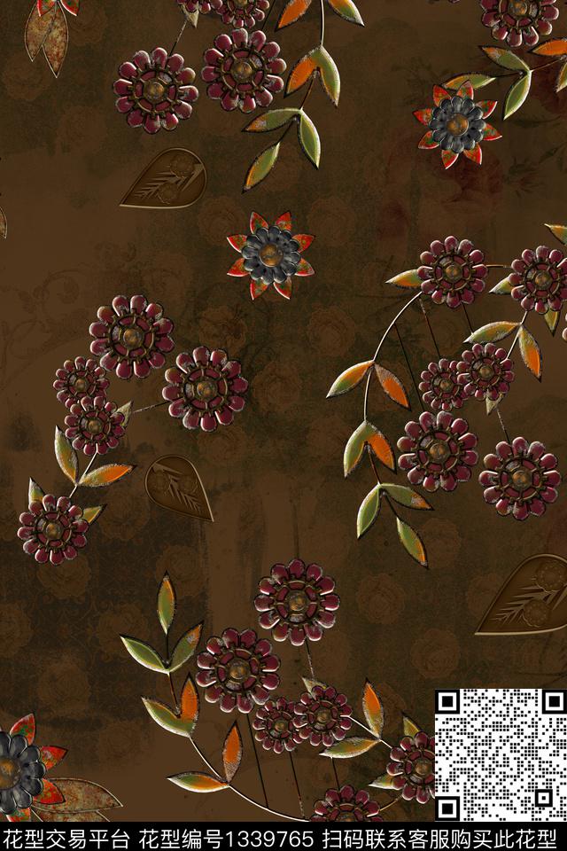 旗袍香云纱中国风数码印花华亿平台下载（图片编号: 1339765） - 瓦栏（Walan）