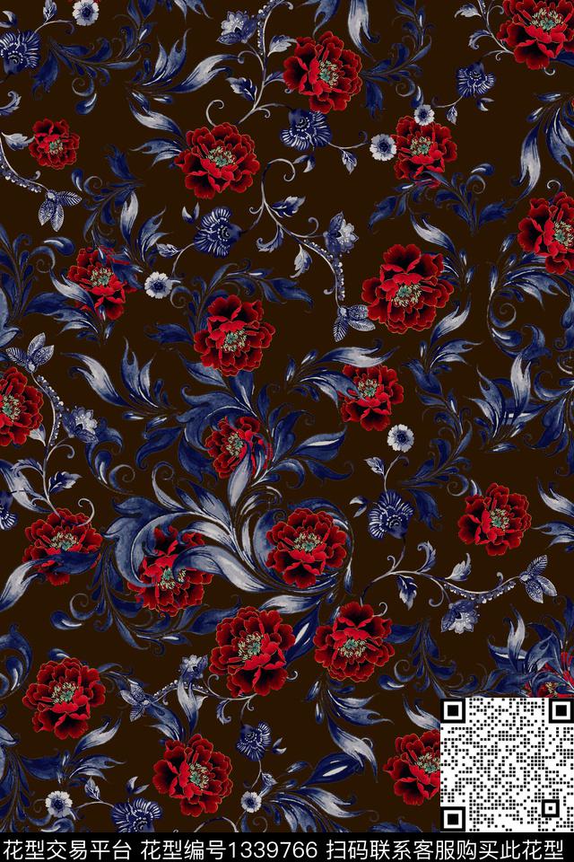 旗袍香云纱中国风数码印花华亿平台下载（图片编号: 1339766） - 瓦栏（Walan）