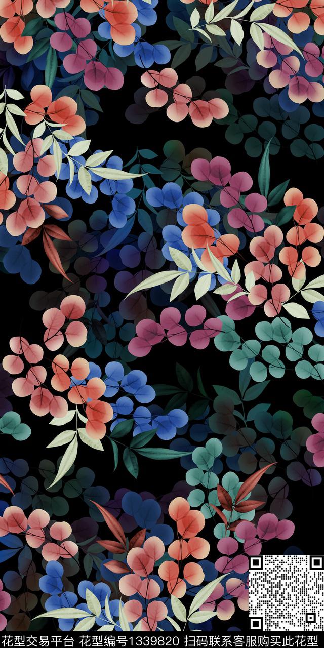 花卉矢量绿植树叶数码印花华亿平台下载（图片编号: 1339820） - 瓦栏（Walan）