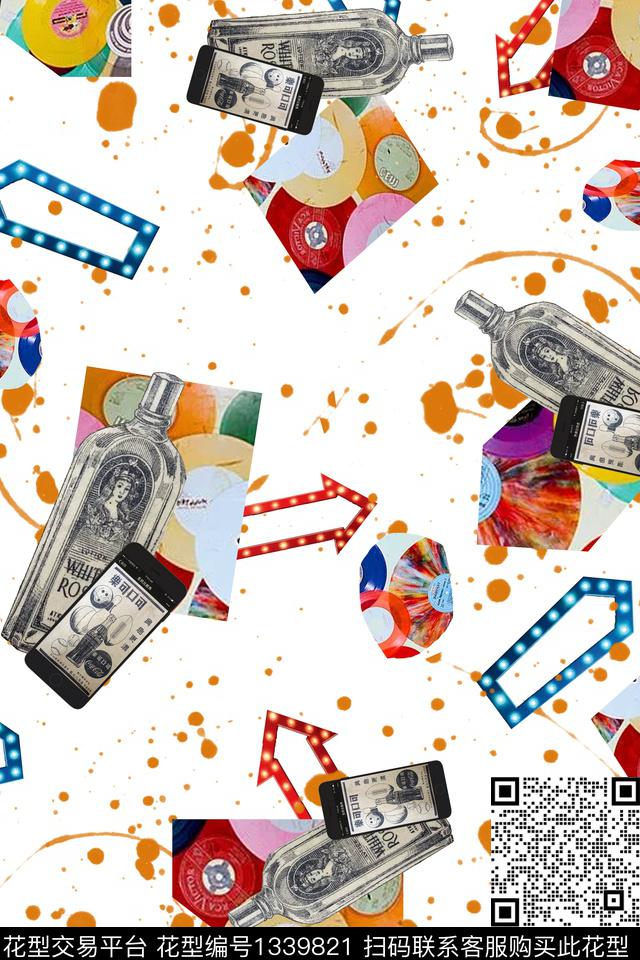 抽象花卉大牌风民族风数码印花华亿平台下载（图片编号: 1339821） - 瓦栏（Walan）