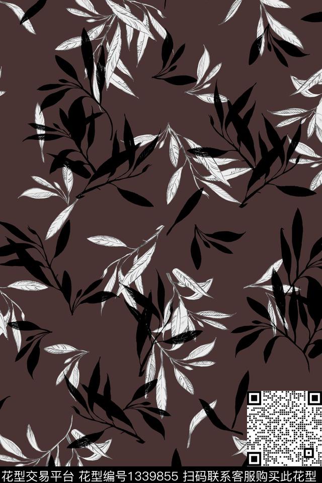 大牌风休闲绿植树叶数码印花华亿平台下载（图片编号: 1339855） - 瓦栏（Walan）