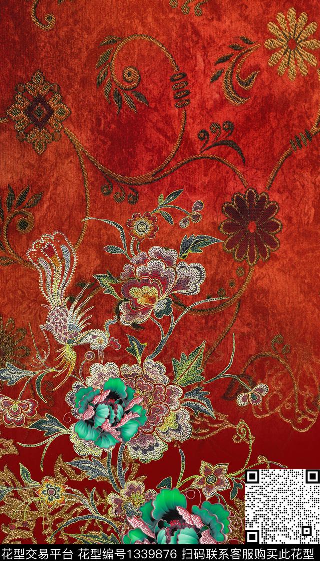 定位花复古民族风数码印花华亿平台下载（图片编号: 1339876） - 瓦栏（Walan）