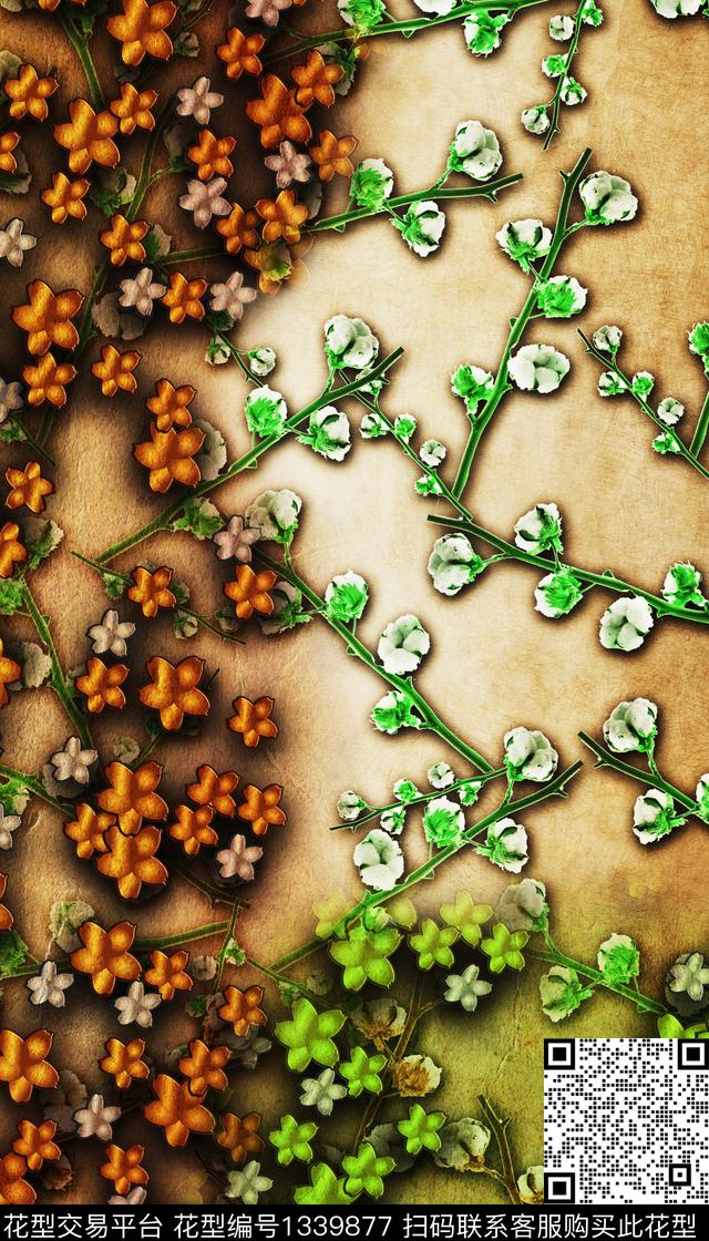 定位花复古民族风数码印花华亿平台下载（图片编号: 1339877） - 瓦栏（Walan）