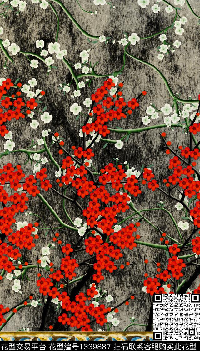 定位花复古民族风数码印花华亿平台下载（图片编号: 1339887） - 瓦栏（Walan）