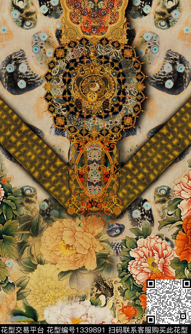 定位花几何民族风数码印花华亿平台下载（图片编号: 1339891） - 瓦栏（Walan）
