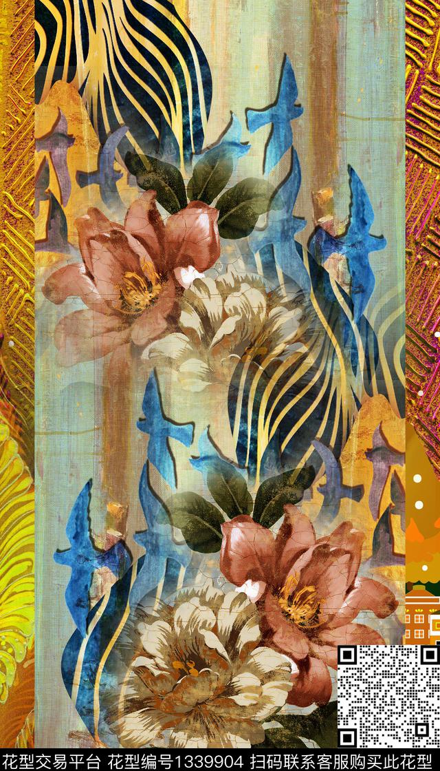 定位花复古民族风数码印花华亿平台下载（图片编号: 1339904） - 瓦栏（Walan）