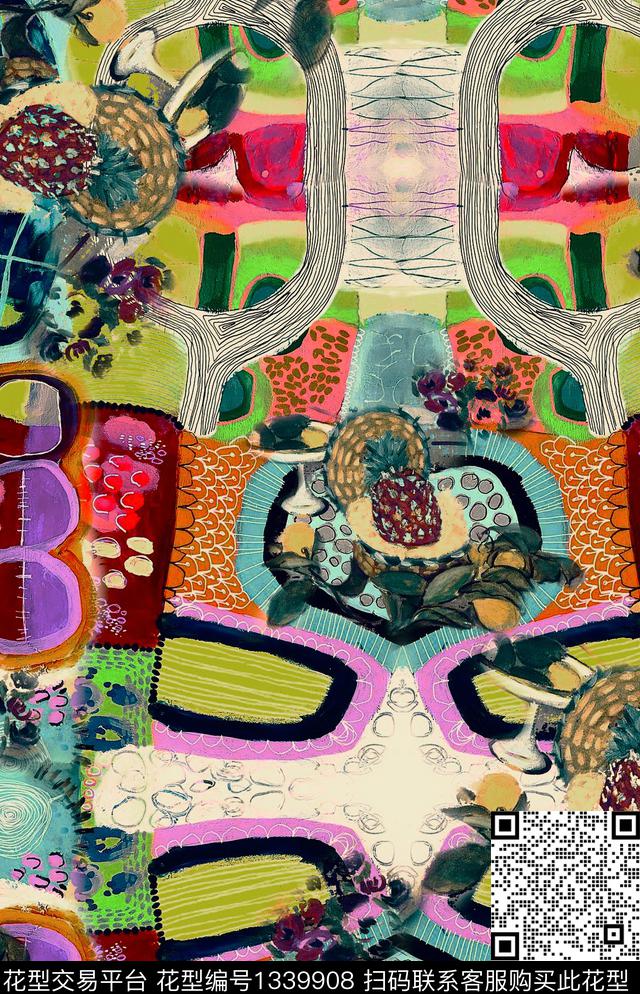 定位花几何民族风数码印花华亿平台下载（图片编号: 1339908） - 瓦栏（Walan）