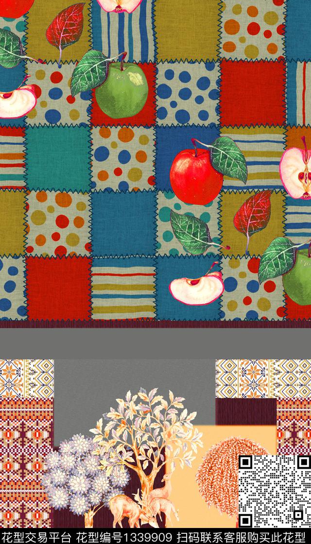 定位花几何民族风数码印花华亿平台下载（图片编号: 1339909） - 瓦栏（Walan）