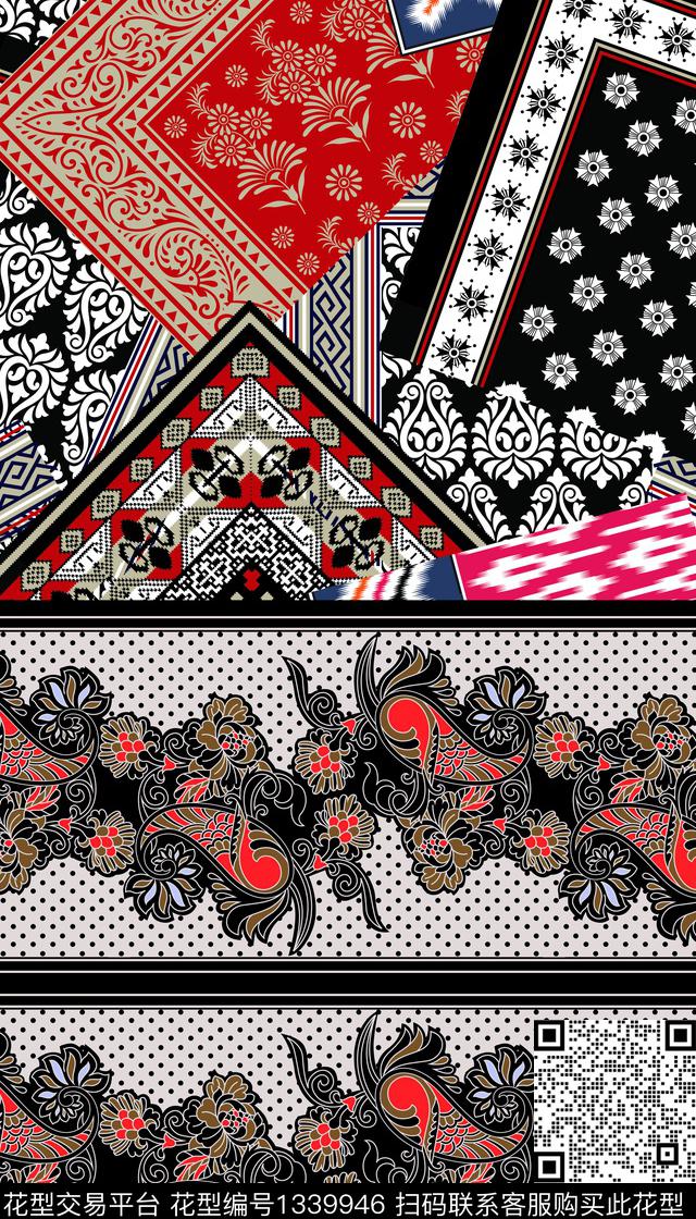 定位花复古民族风数码印花华亿平台下载（图片编号: 1339946） - 瓦栏（Walan）