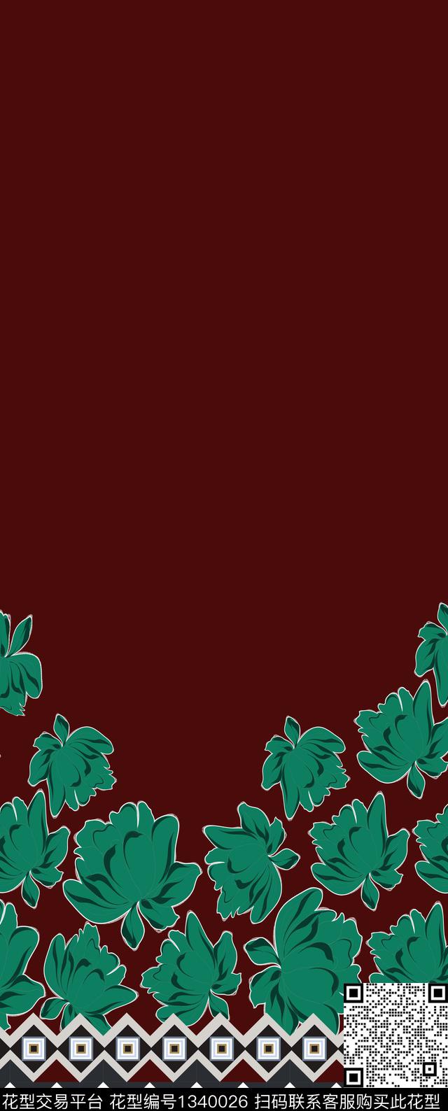 绿植树叶花卉大牌风传统印花华亿平台下载（图片编号: 1340026） - 瓦栏（Walan）