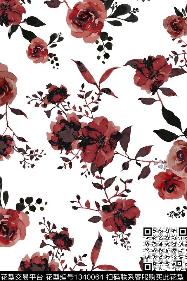 趋势华亿平台抽象花卉花卉数码印花华亿平台下载（图片编号: 1340064） - 瓦栏（Walan）