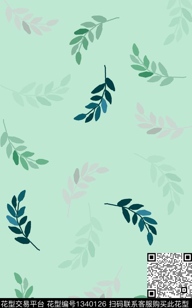 简约休闲绿植树叶传统印花华亿平台下载（图片编号: 1340126） - 瓦栏（Walan）