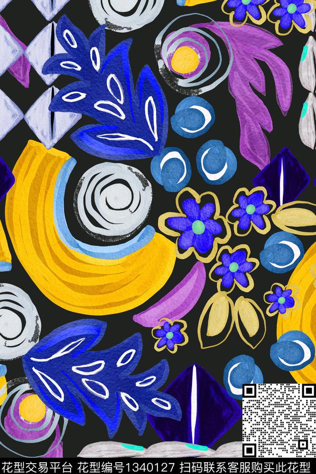 水彩抽象手绘数码印花华亿平台下载（图片编号: 1340127） - 瓦栏（Walan）