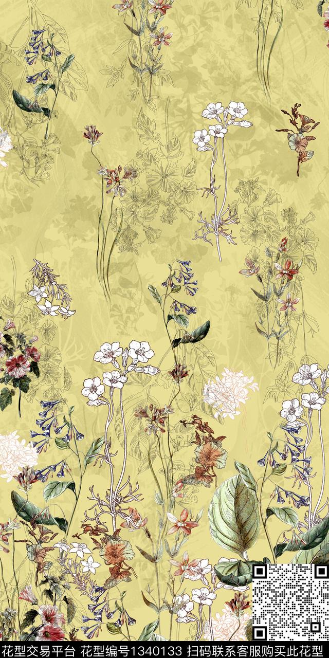 女装定位花花卉大牌风数码印花华亿平台下载（图片编号: 1340133） - 瓦栏（Walan）